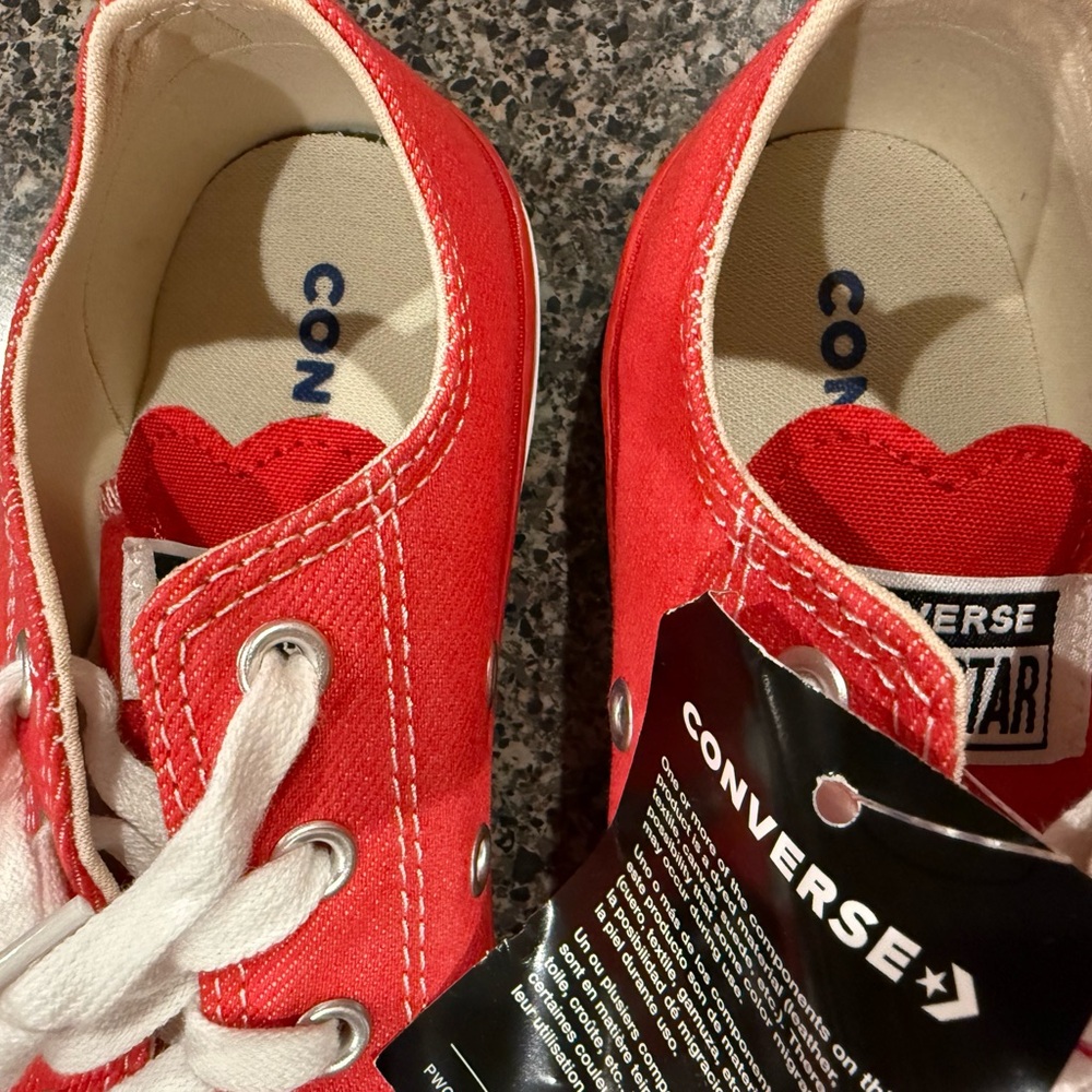 Converse Chuck Taylor Valentine Kids Red and White Sneakers with Hearts ❤️ - Picture 6 of 8